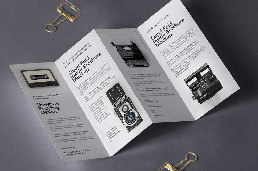 Free 4 Fold Panel Brochure Mockup PSD