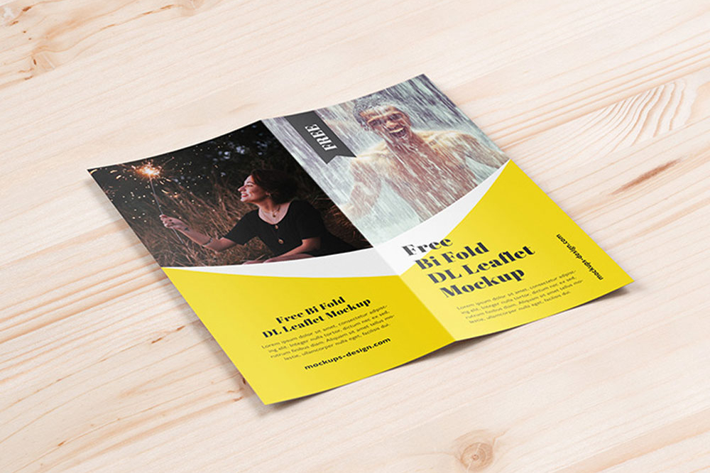 Free Bi-fold DL Brochure Mockup PSD