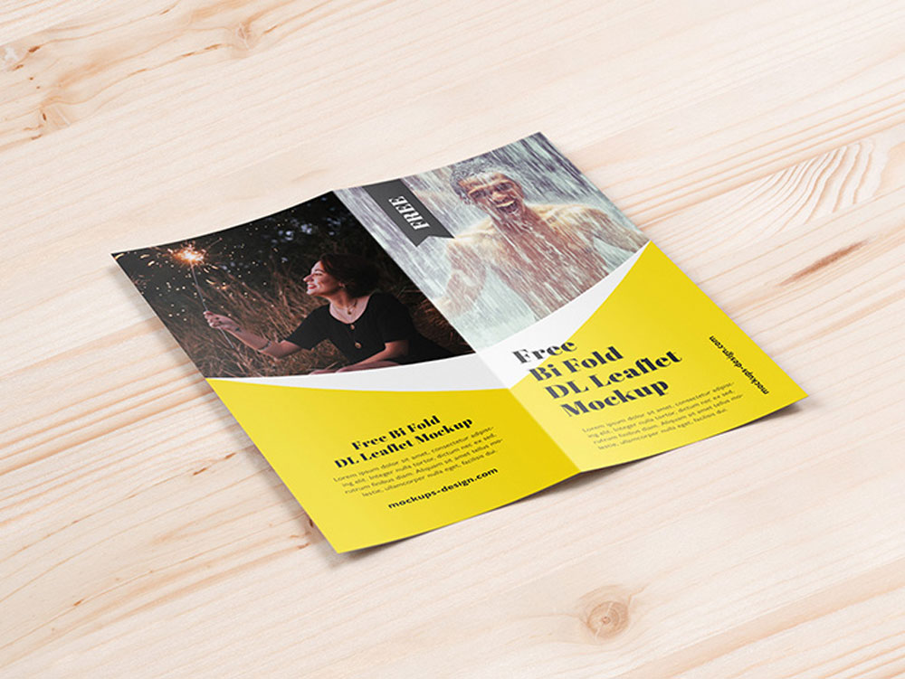 Free Bi-fold DL Brochure Mockup PSD