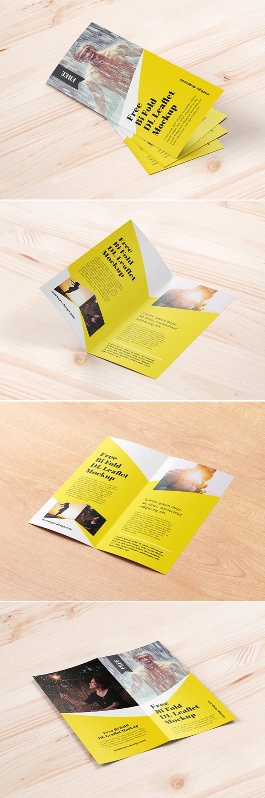 Free Bi-fold DL Brochure Mockup PSD