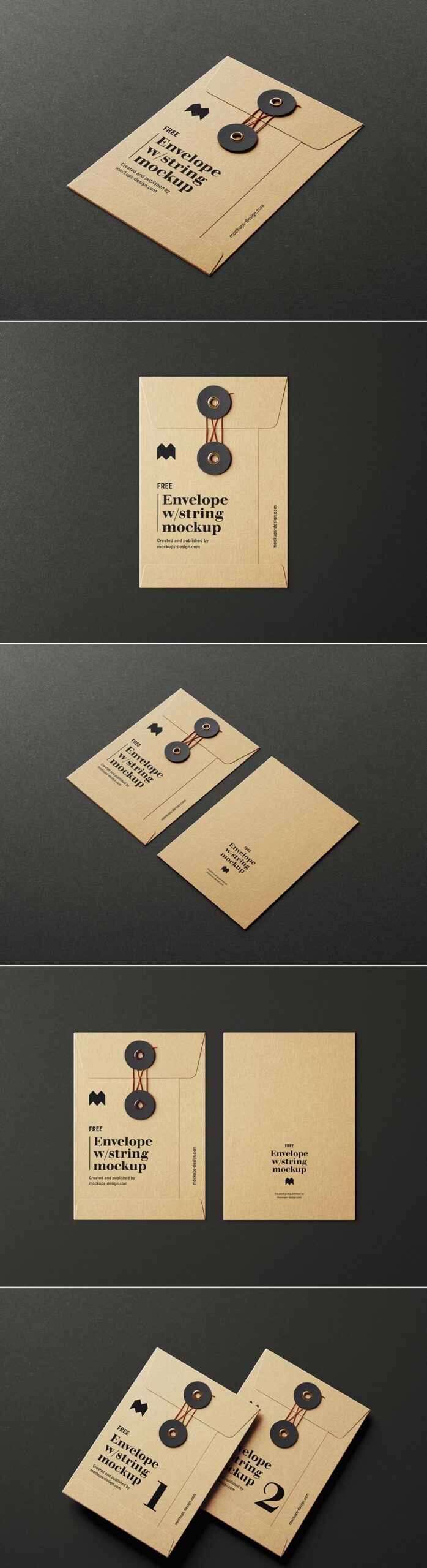 Free String Envelope Mockup PSD
