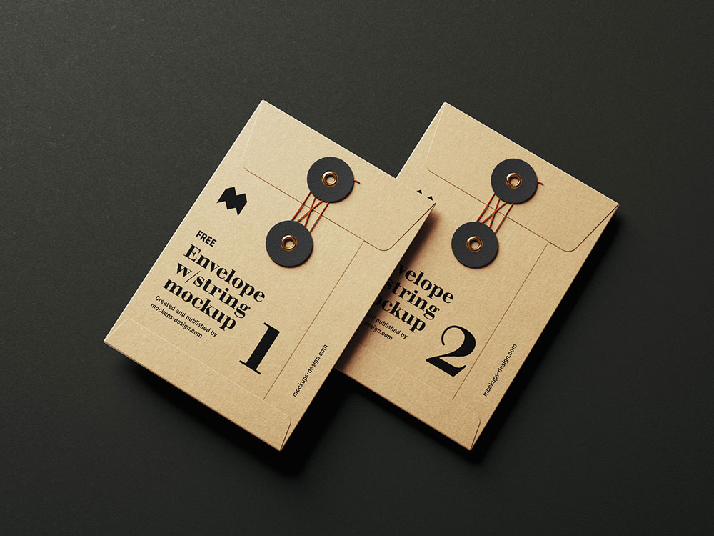 Free String Envelope Mockup PSD