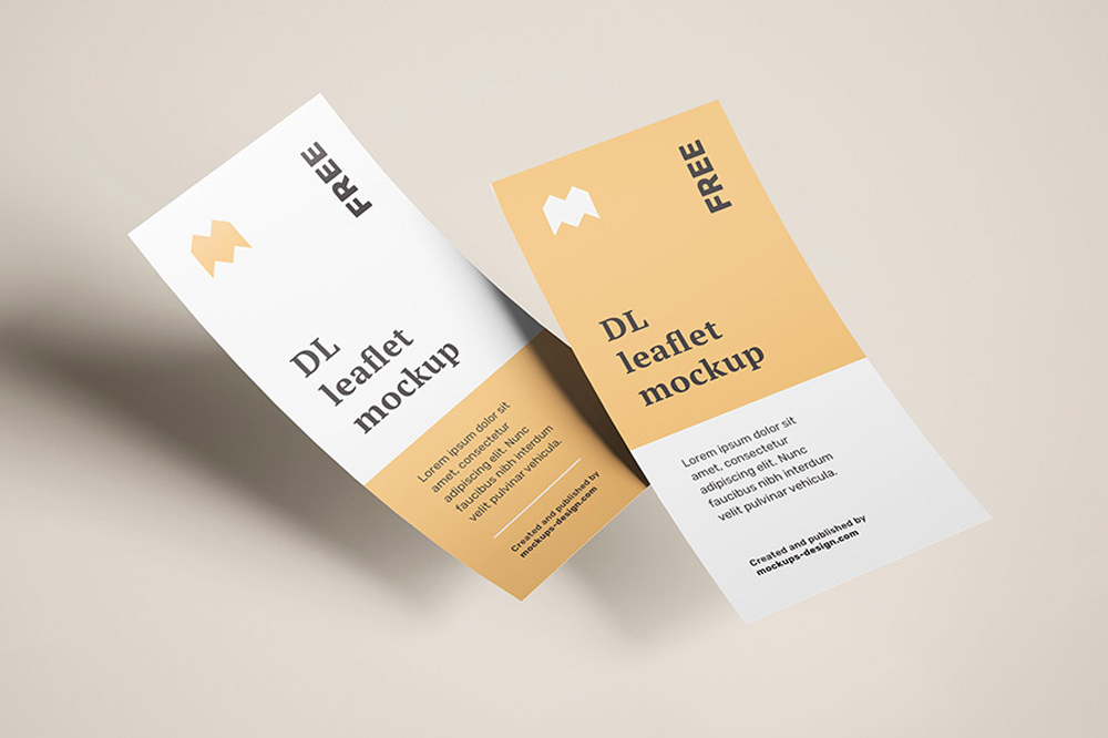 Free Flying DL Leaflets Flyer Mockup