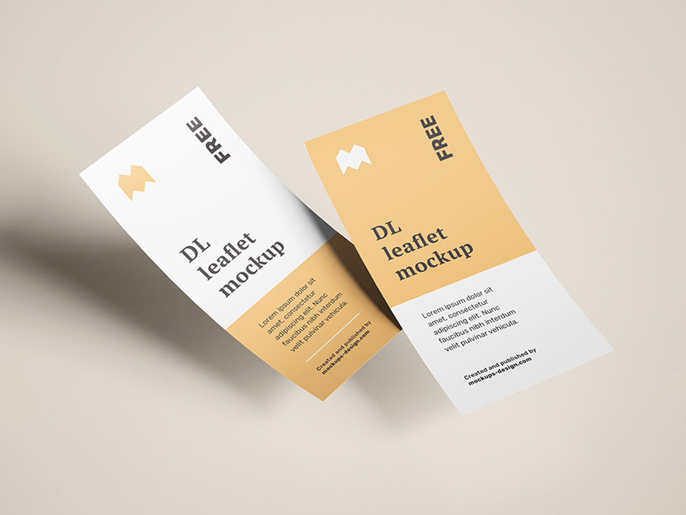 Free Flying DL Leaflets Flyer Mockup