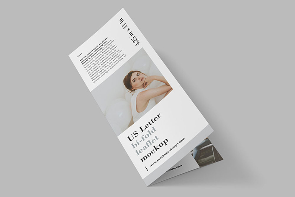 Free Bi-Fold Leaflet Brochure Mockup PSD