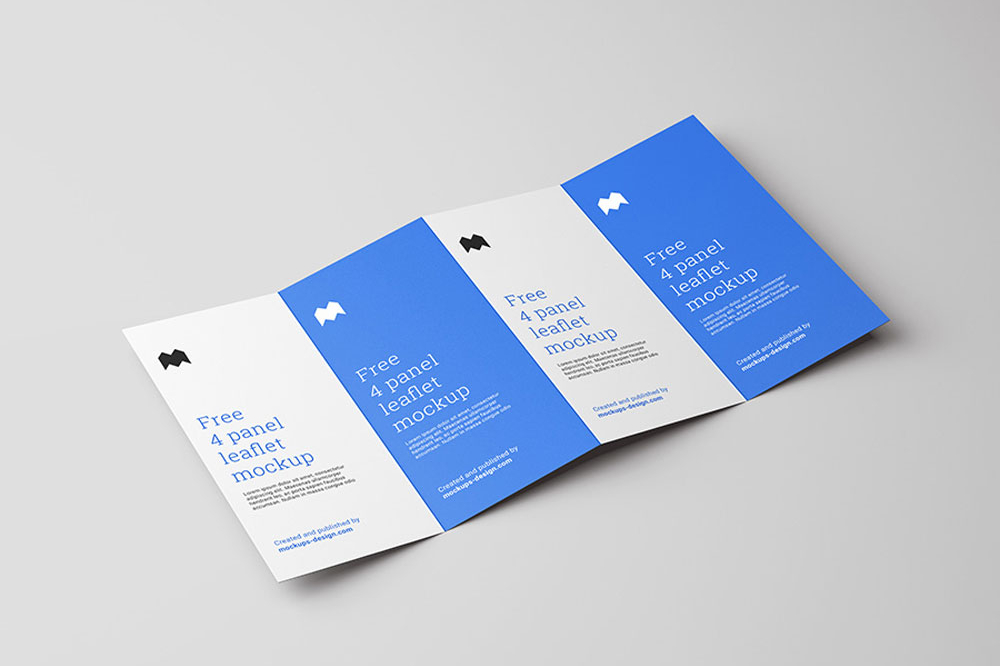Free 4-Panel Fold Brochure Mockup PSD