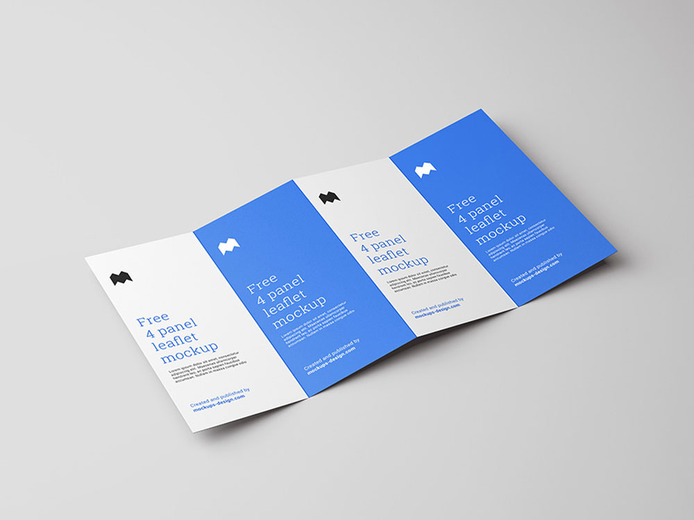 Free 4-Panel Fold Brochure Mockup PSD