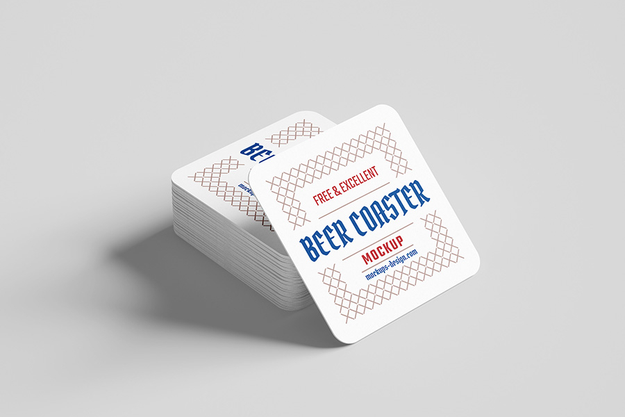 Free Square Beer Coaster Mockup PSD