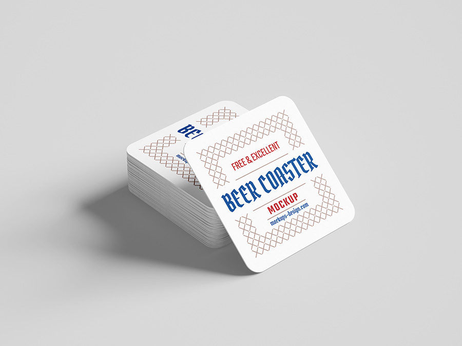 Free Square Beer Coaster Mockup PSD