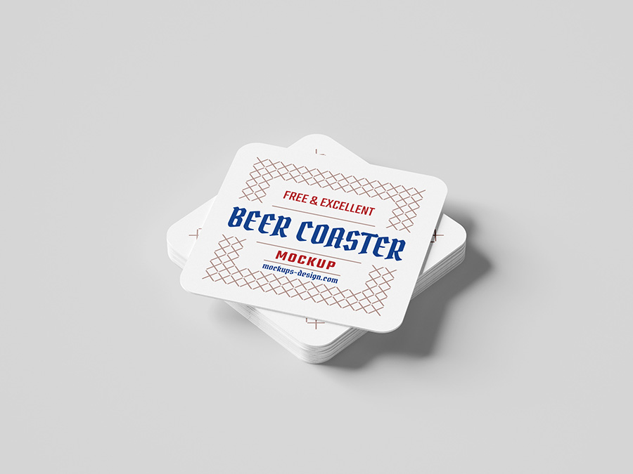 Free Square Beer Coaster Mockup PSD