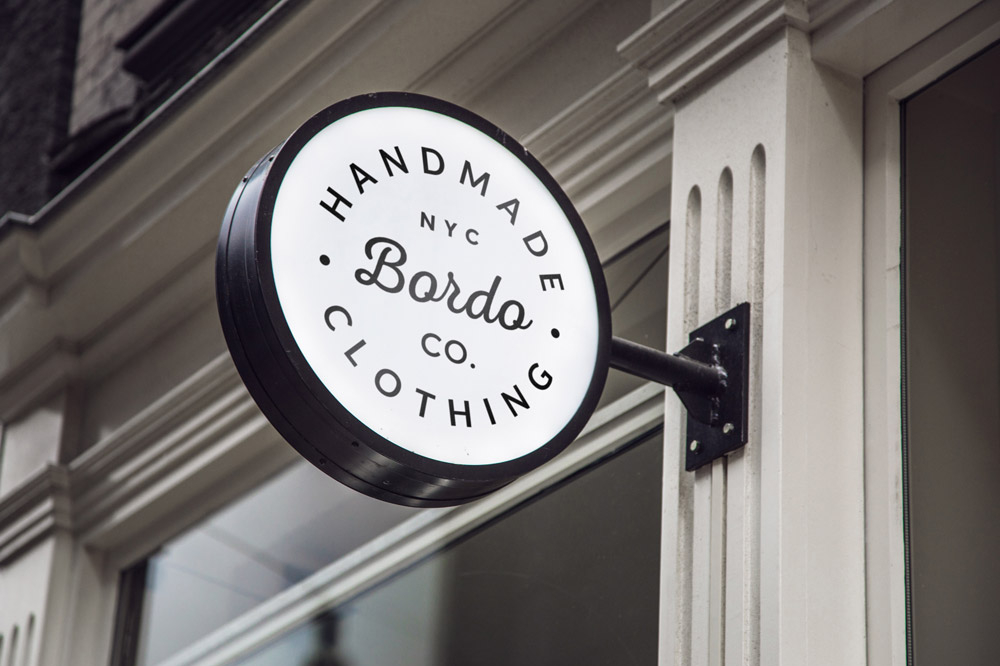 Free Hanging Wall Sign Mockup PSD