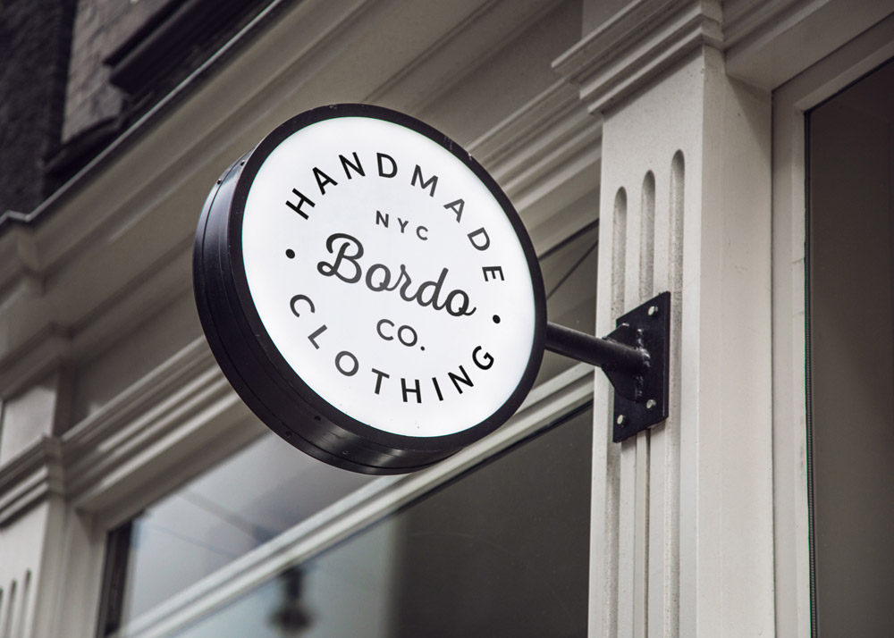 Free Hanging Wall Sign Mockup PSD