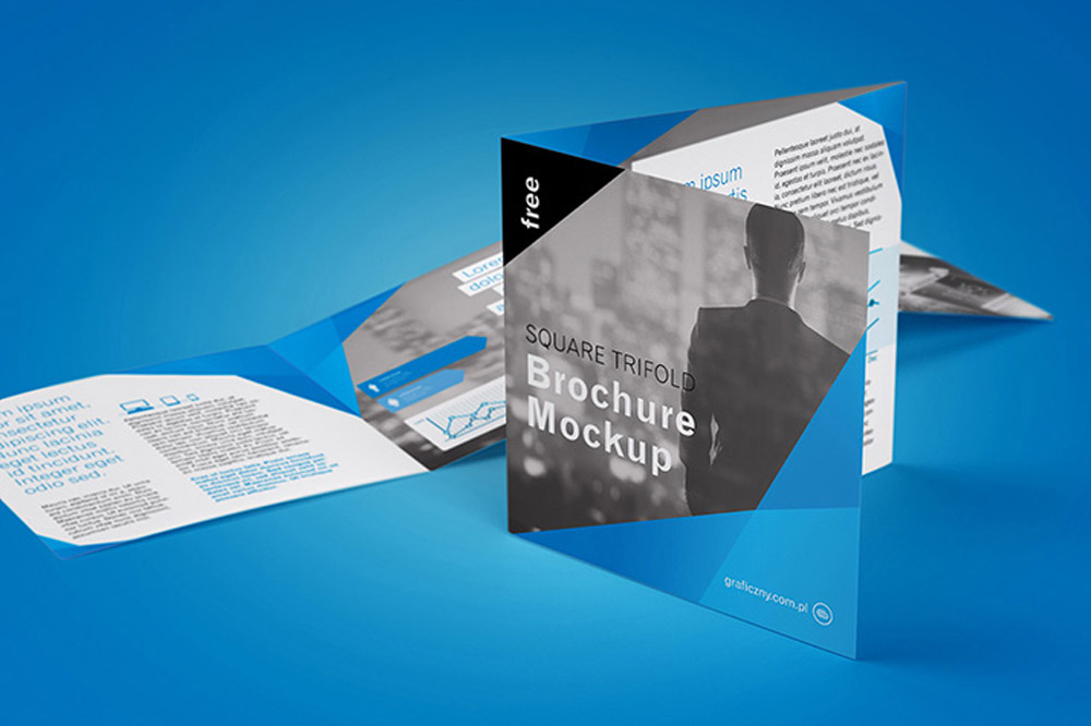 Free Tri-Fold Square Brochure Mockup PSD