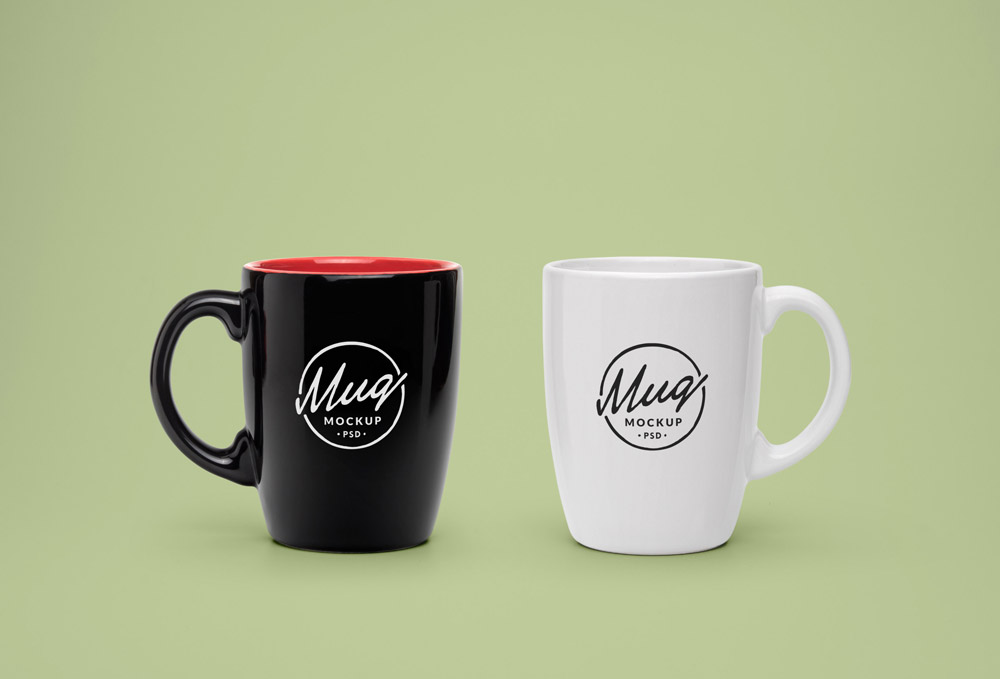 Free Black White Coffee Mug Mockup PSD