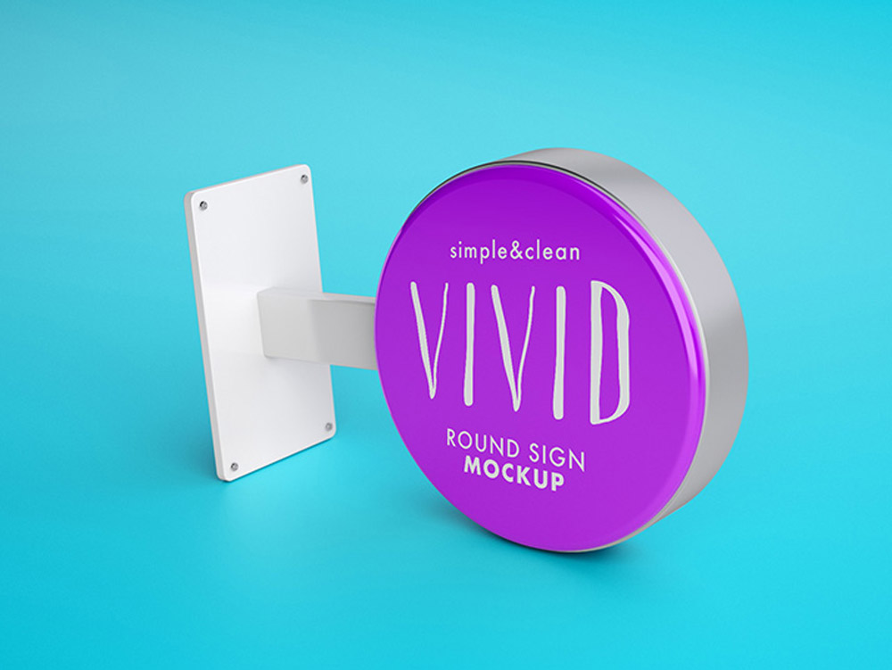 Free Vivid Clean Sign Mockup PSD