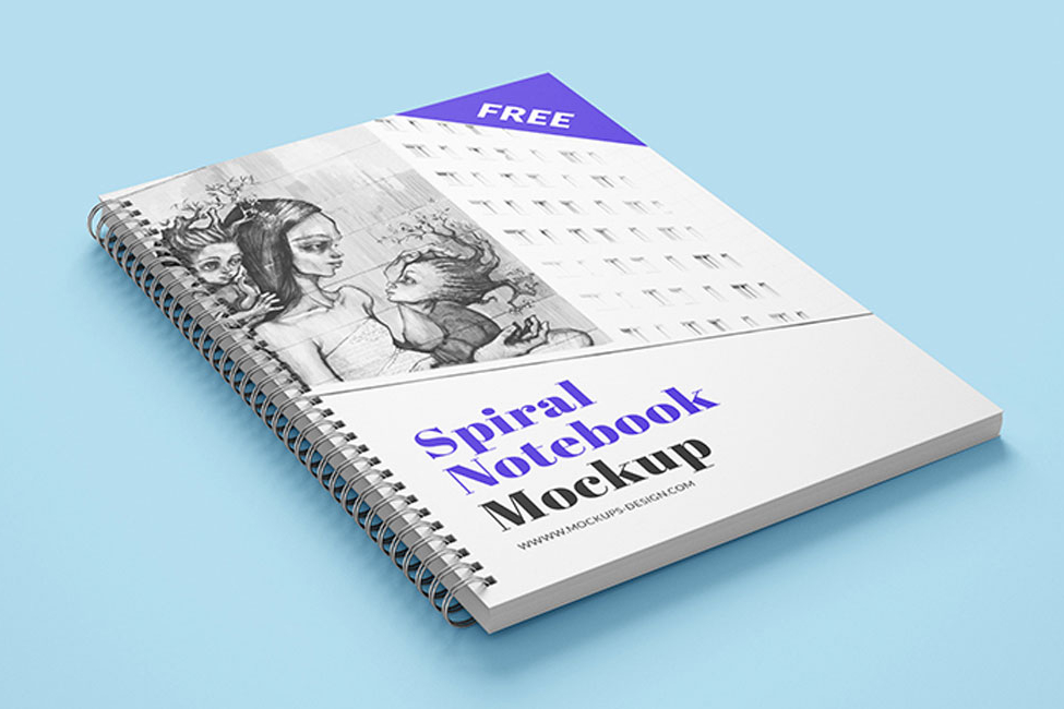 Free Spiral Notebook Mockup PSD