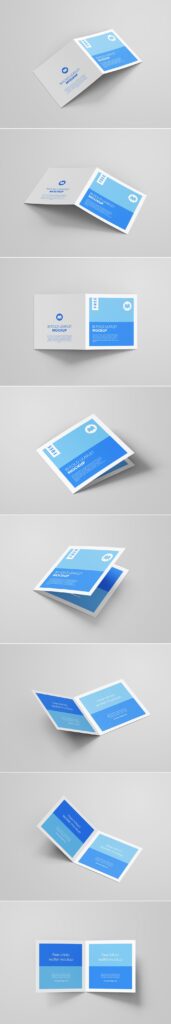 Free Bi-fold Square Leaflet Flyer Mockup | Mockupful