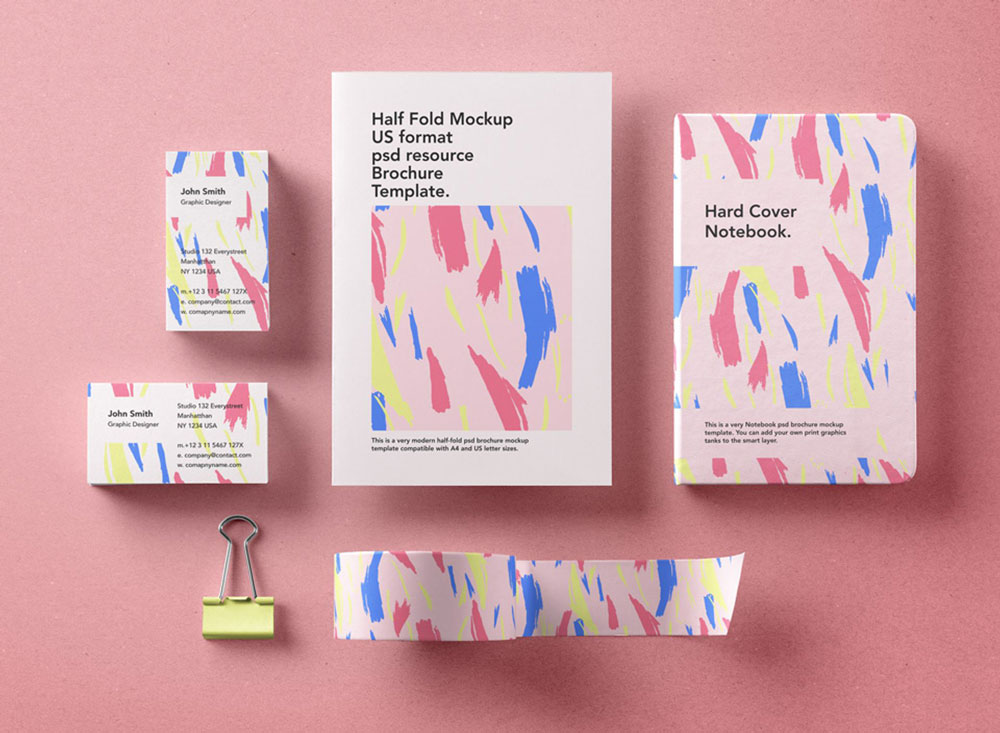 Free Basic Branding Stationery Mockup PSD