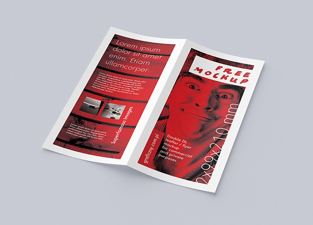 Free Bi-fold DL leaflet Flyer Mockup