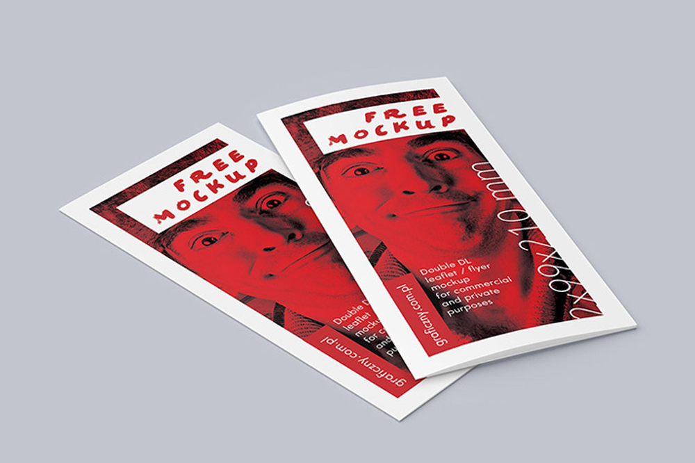 Free Bi-fold DL leaflet Flyer Mockup