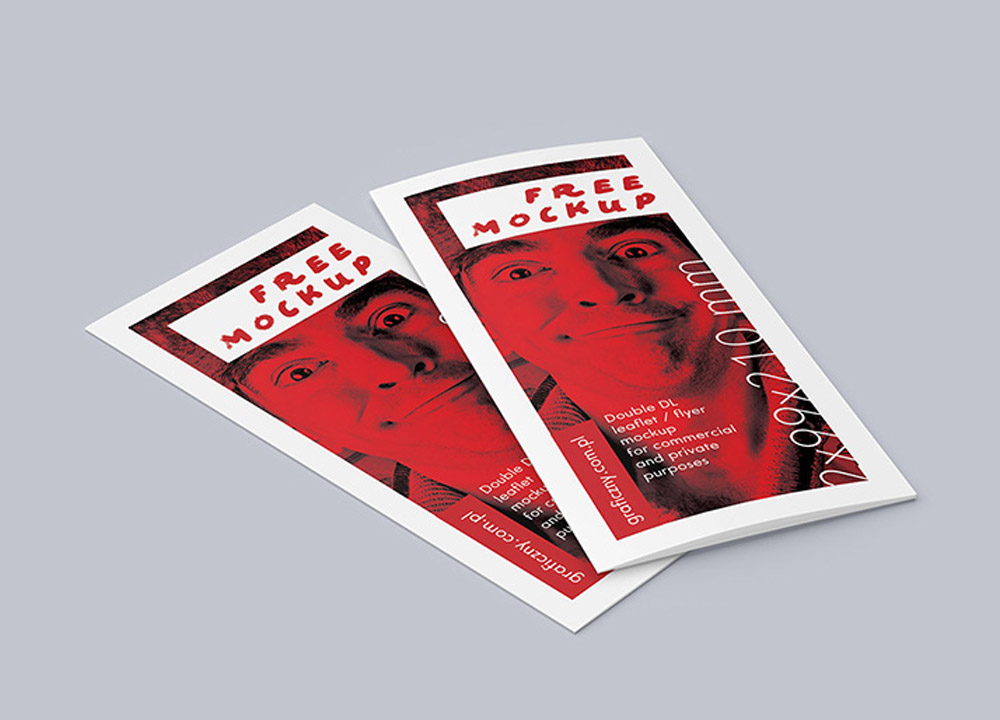 Free Bi-fold DL leaflet Flyer Mockup