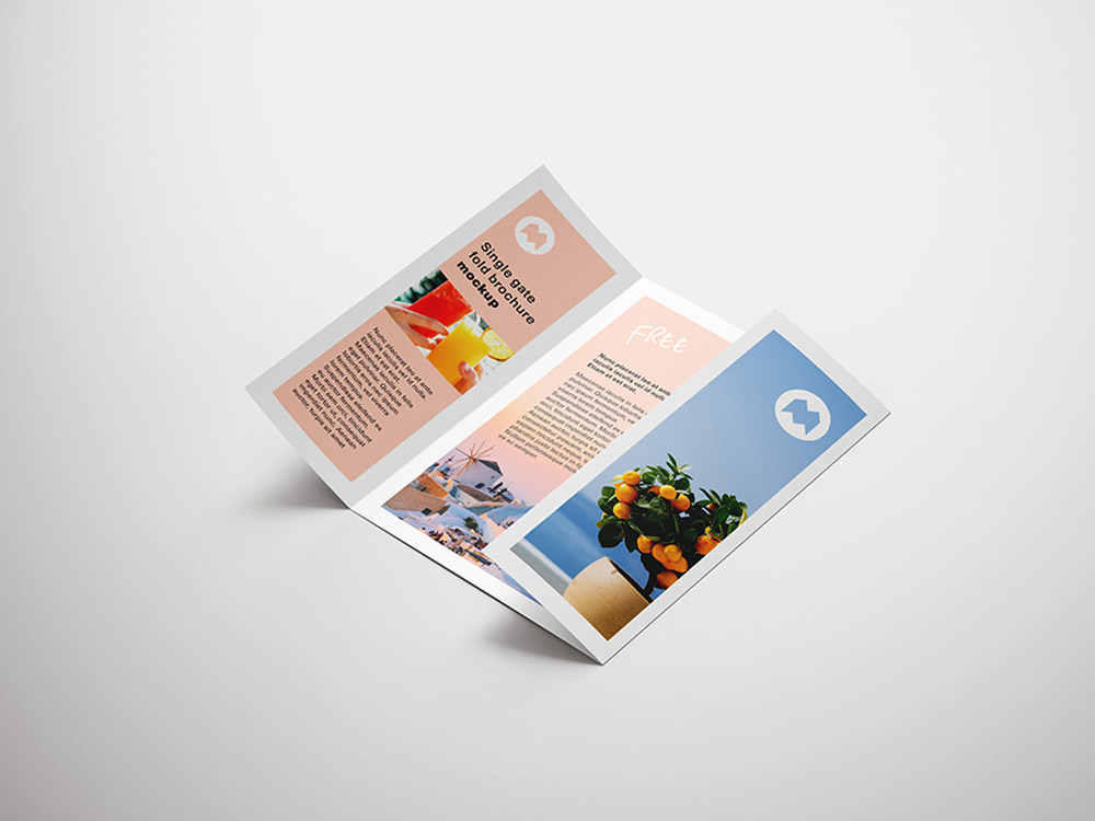 Free Single Gate Fold Brochure Mockup PSD