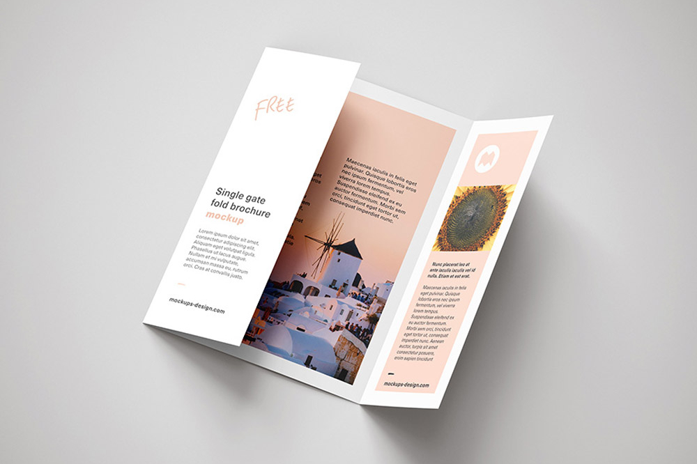 Free Single Gate Fold Brochure Mockup PSD