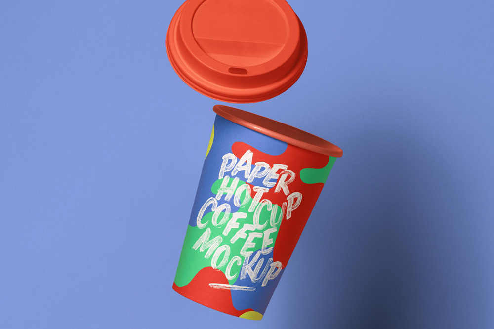 Free Gravity Paper Hot Cup Mockup