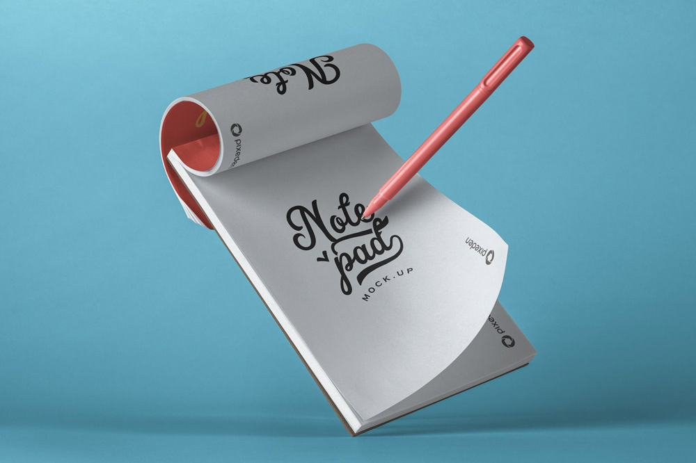 Free Floating Notepad Mockup PSD