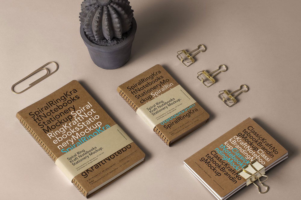 Free Kraft Spiral Ring Notebook Mockup PSD