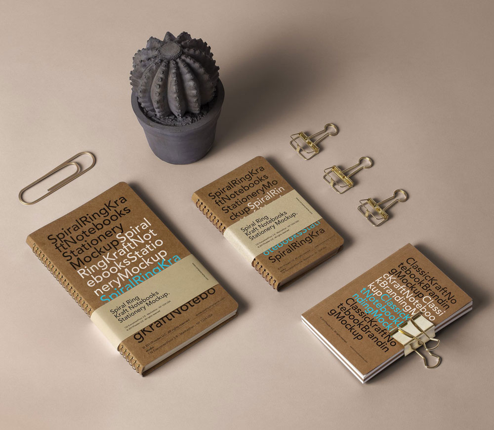 Free Kraft Spiral Ring Notebook Mockup PSD