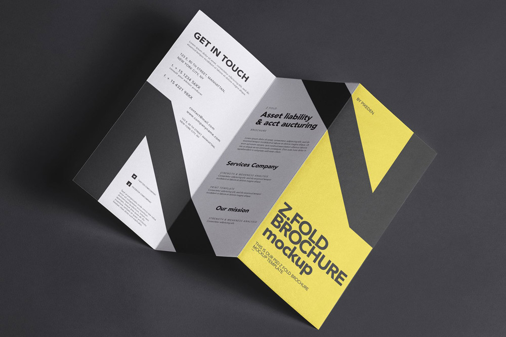 Free Z-Fold Brochure Mockup PSD