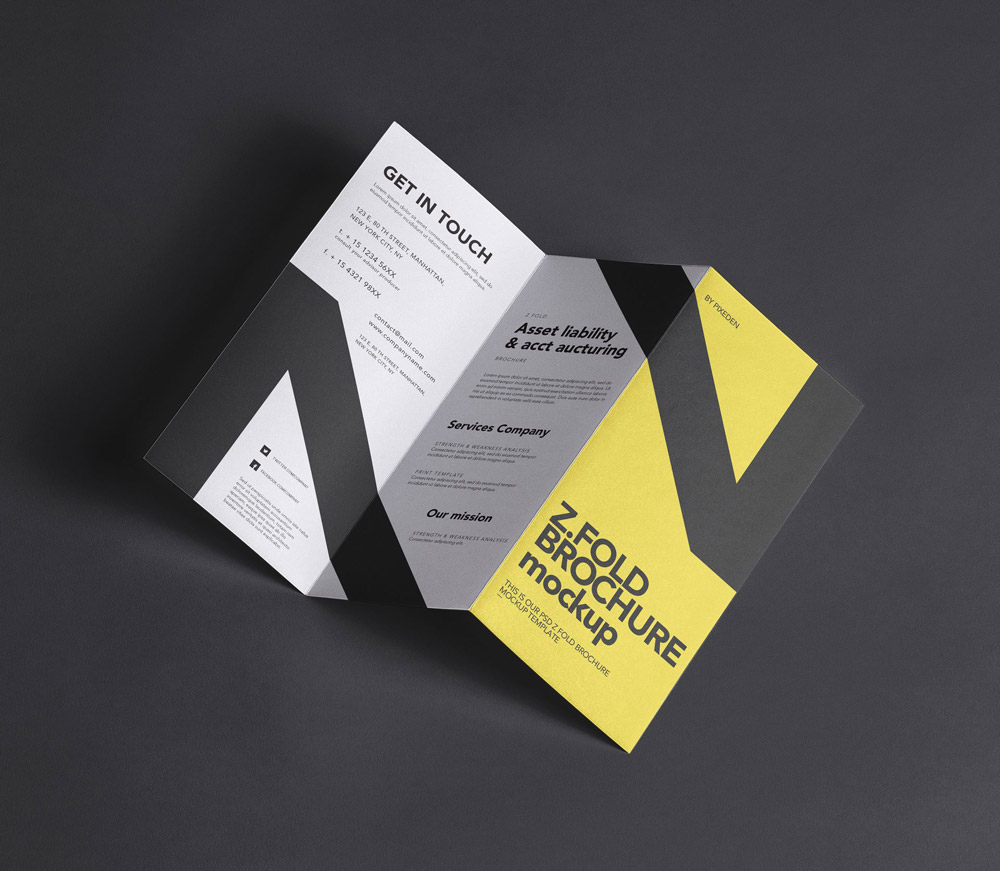 Free Z-Fold Brochure Mockup PSD