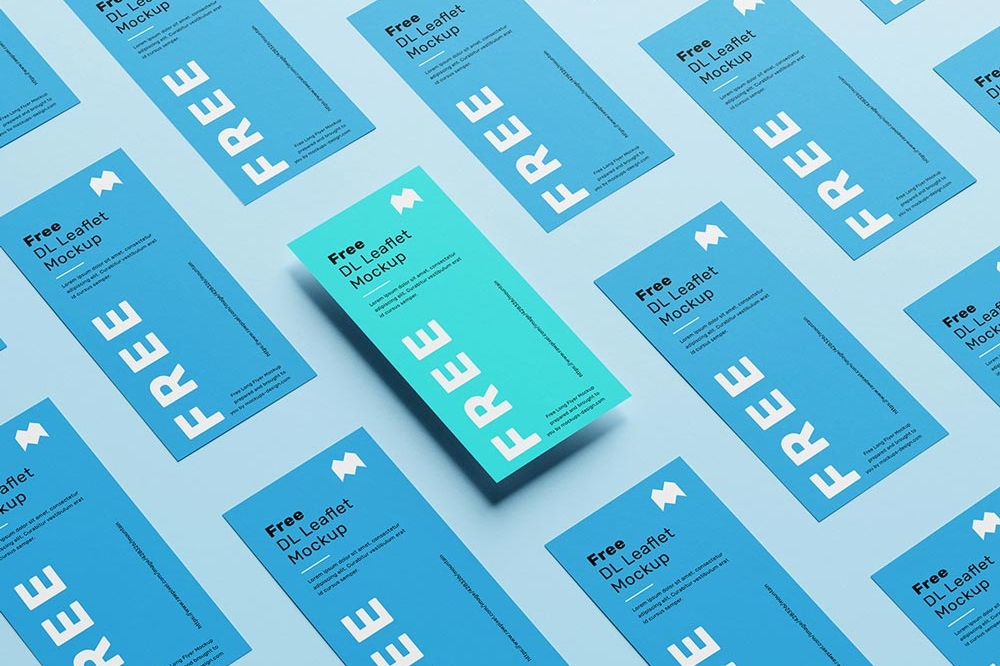 Free DL Leaflet Grid Flyer Mockup PSD