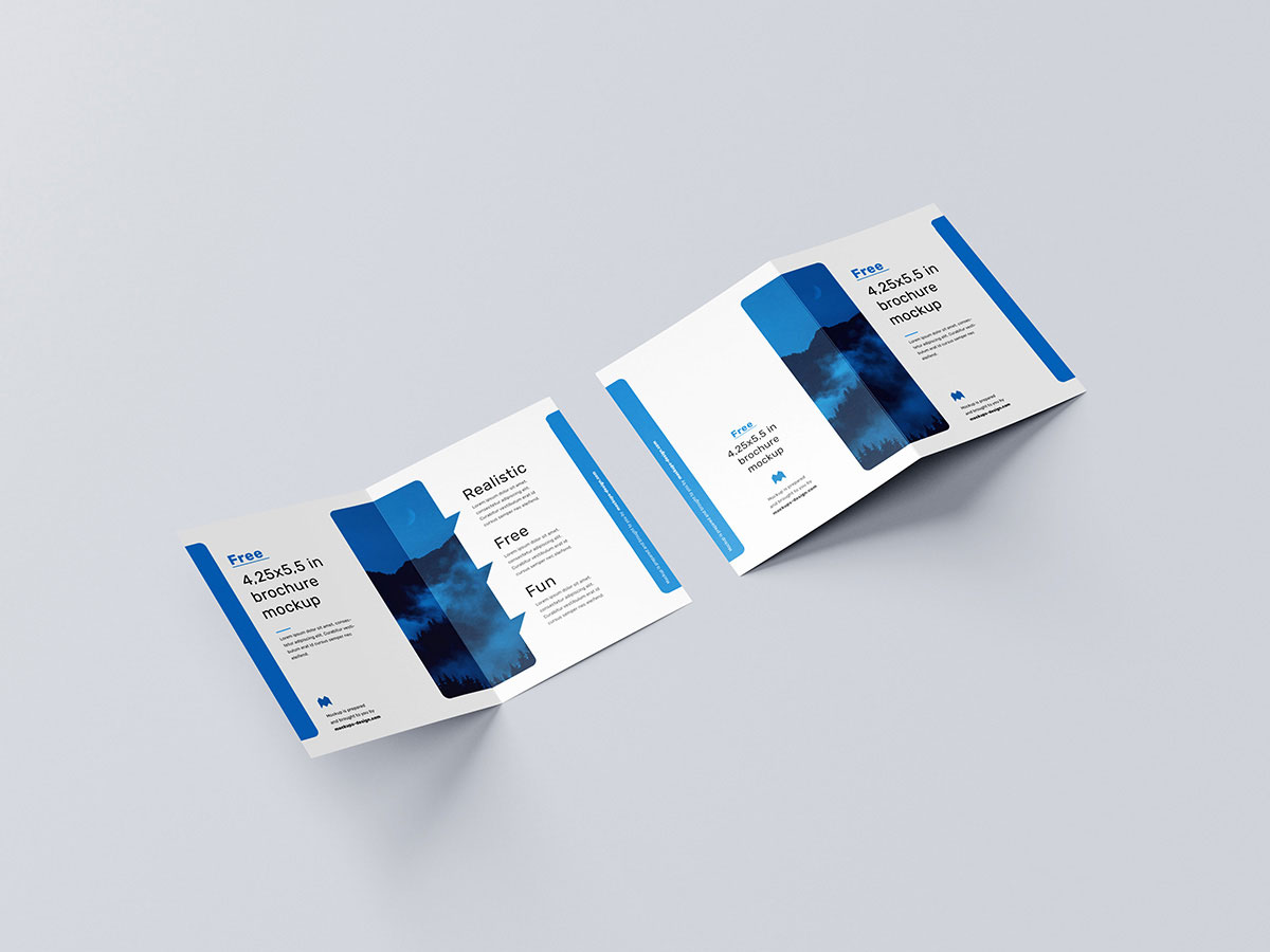 Free Bi-Fold Page Brochure Mockup PSD