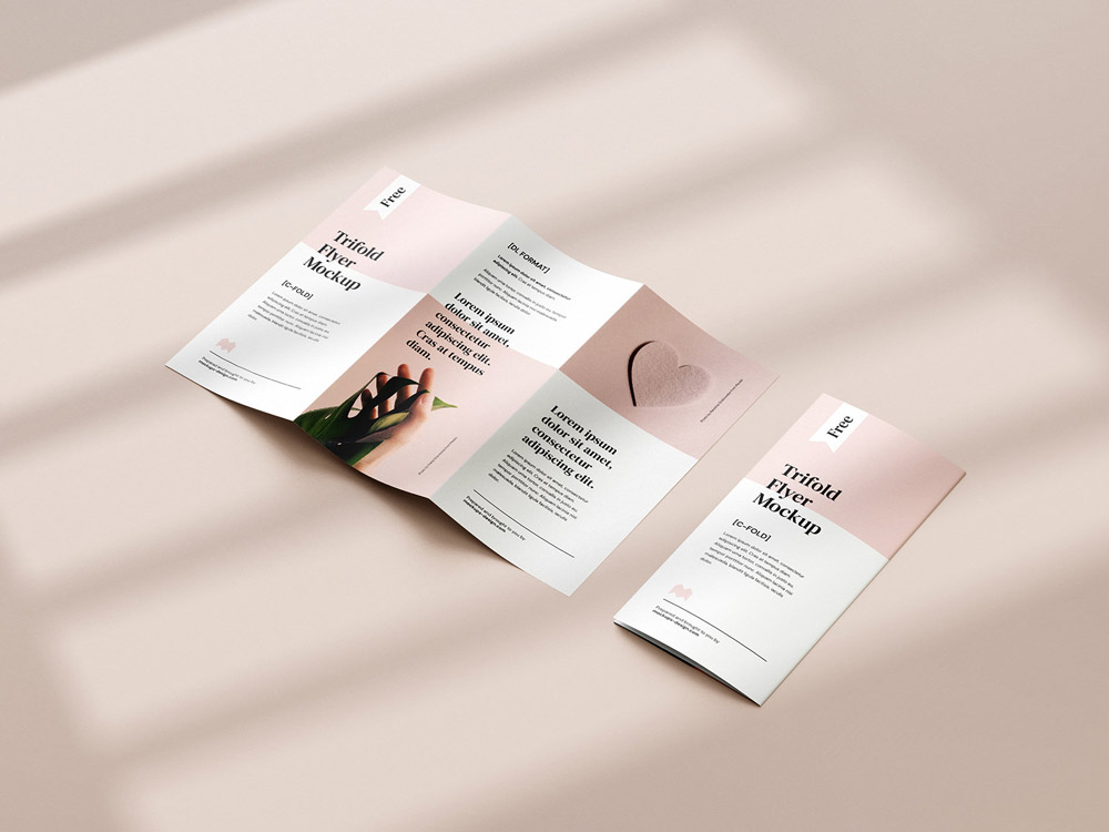 Free Shadow DL Tri-Fold Flyer Mockup PSD