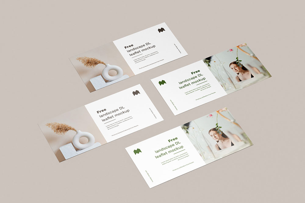 Free Landscape DL Leaflet Flyer Mockup PSD