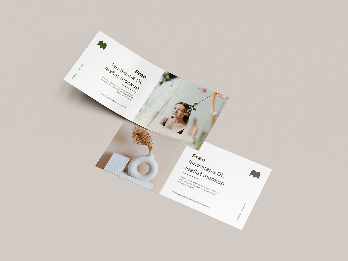 Free Landscape DL Leaflet Flyer Mockup PSD