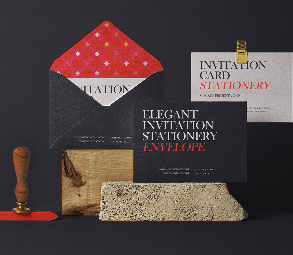 Free Invitation Card Envelope Mockup PSD