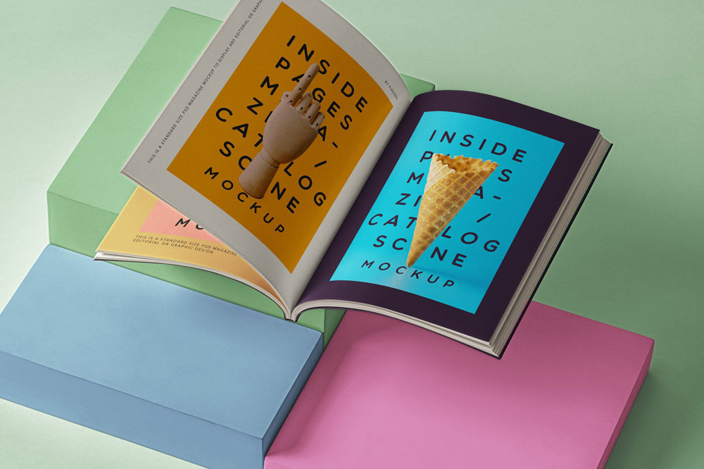 Free Opened Catalog Magazine Mockup PSD