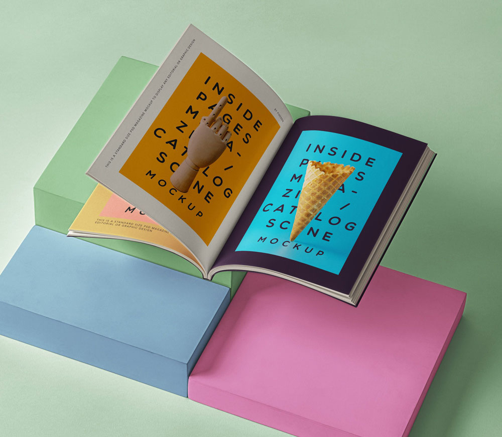 Free Opened Catalog Magazine Mockup PSD