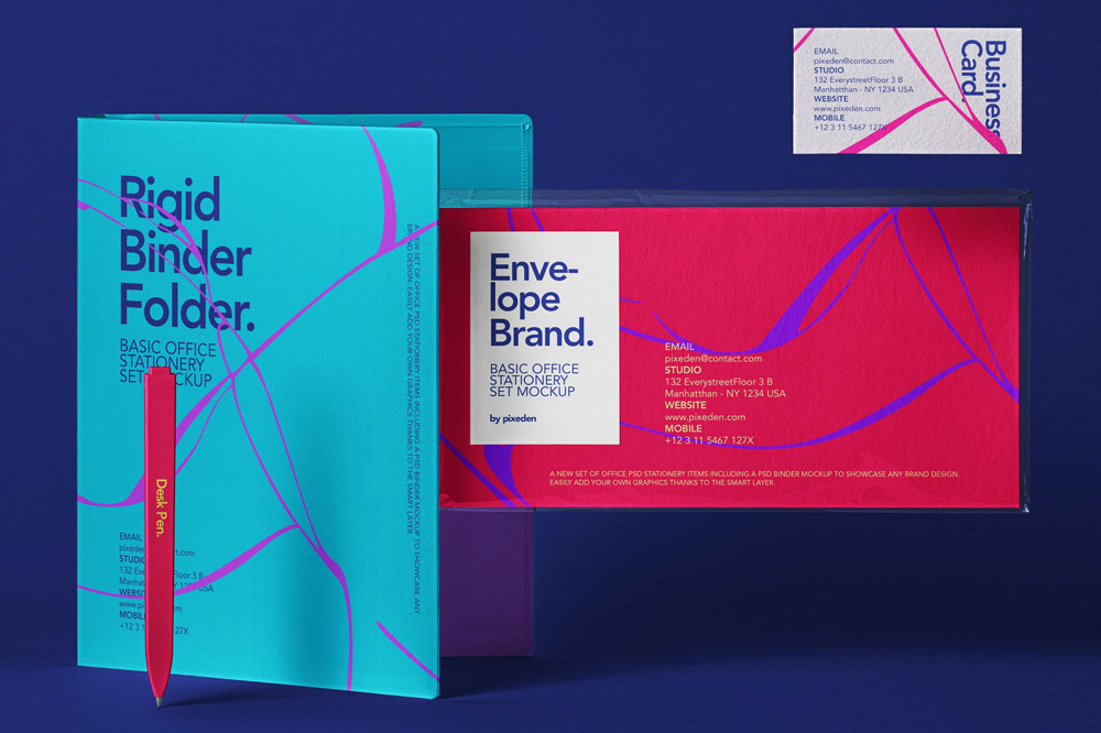 Free Office Basic Stationery Mockup PSD