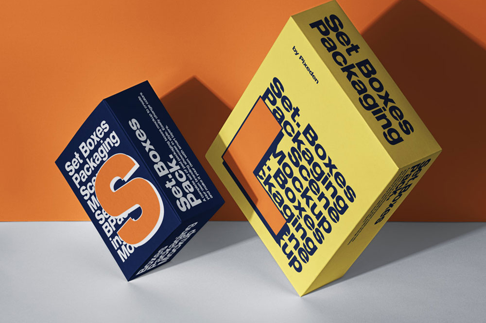 Free Packaging Boxes Mockup PSD