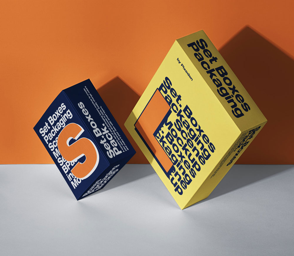 Free Packaging Boxes Mockup PSD