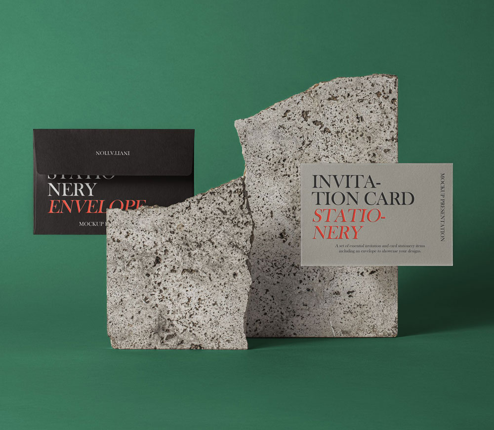Free Invitation Card Envelop Mockup PSD