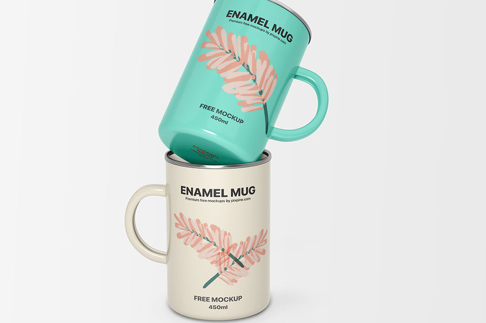 Free Enamel Long Mug Mockup PSD