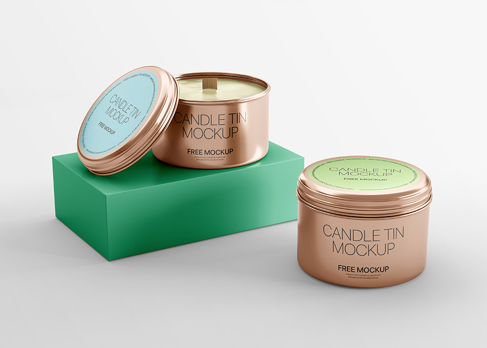 Free Round Candle Tin Mockup PSD