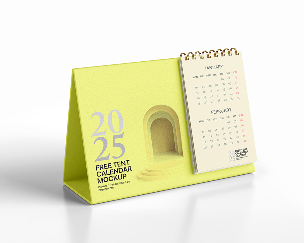 Free Tent Desk Calendar Mockup PSD