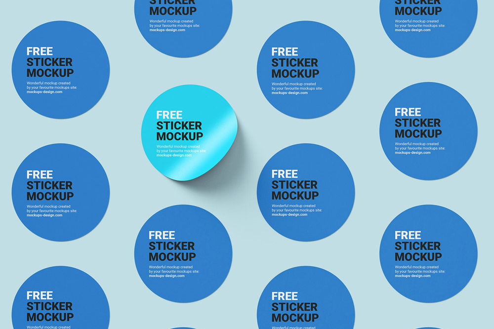 Free Round Sticker Mockup PSD