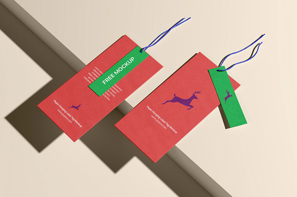 Free Paper Hanging Label Tag Mockup PSD